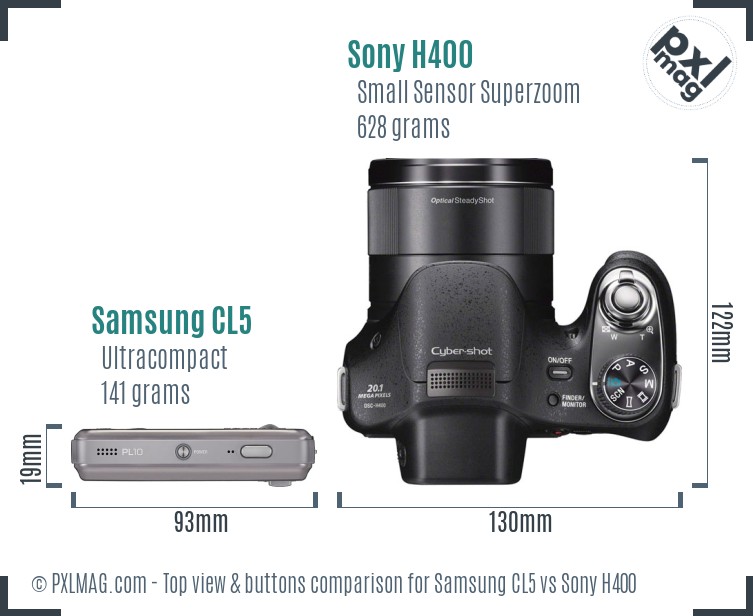 Samsung CL5 vs Sony H400 top view buttons comparison