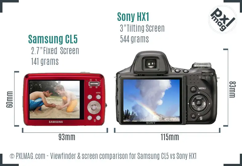 Samsung CL5 vs Sony HX1 Screen and Viewfinder comparison Samsung CL5 vs Sony HX1 Screen and Viewfinder comparison