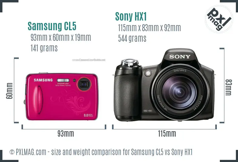 Samsung CL5 vs Sony HX1 size comparison Samsung CL5 vs Sony HX1 size comparison
