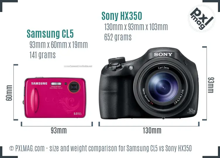 Samsung CL5 vs Sony HX350 size comparison Samsung CL5 vs Sony HX350 size comparison