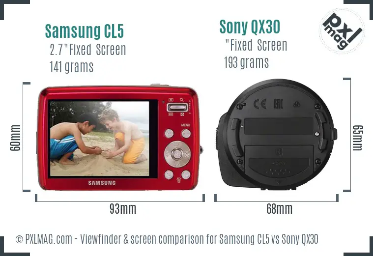 Samsung CL5 vs Sony QX30 Screen and Viewfinder comparison Samsung CL5 vs Sony QX30 Screen and Viewfinder comparison