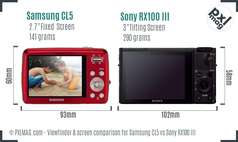 Samsung CL5 vs Sony RX100 III Screen and Viewfinder comparison Samsung CL5 vs Sony RX100 III Screen and Viewfinder comparison