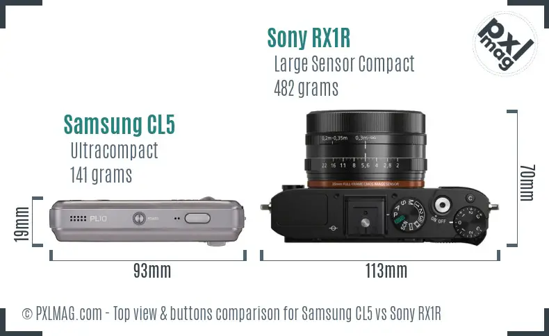 Samsung CL5 vs Sony RX1R top view buttons comparison