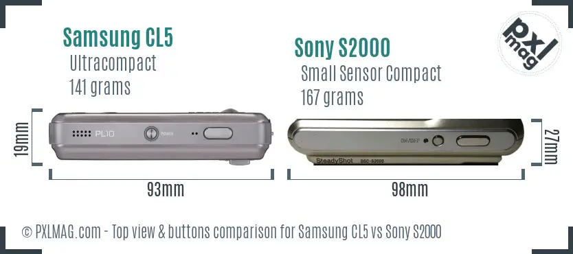 Samsung CL5 vs Sony S2000 top view buttons comparison