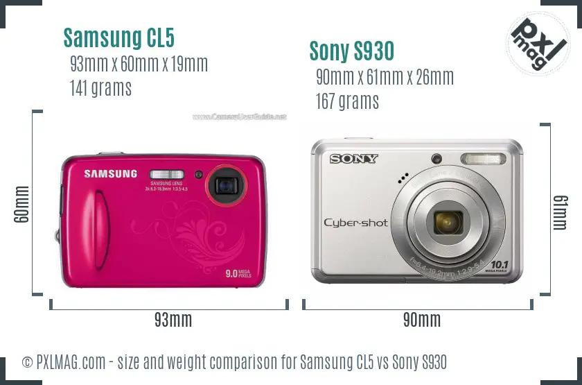 Samsung CL5 vs Sony S930 size comparison