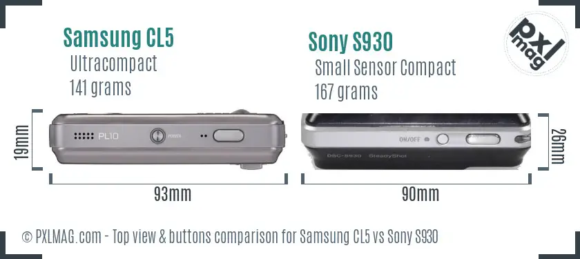Samsung CL5 vs Sony S930 top view buttons comparison