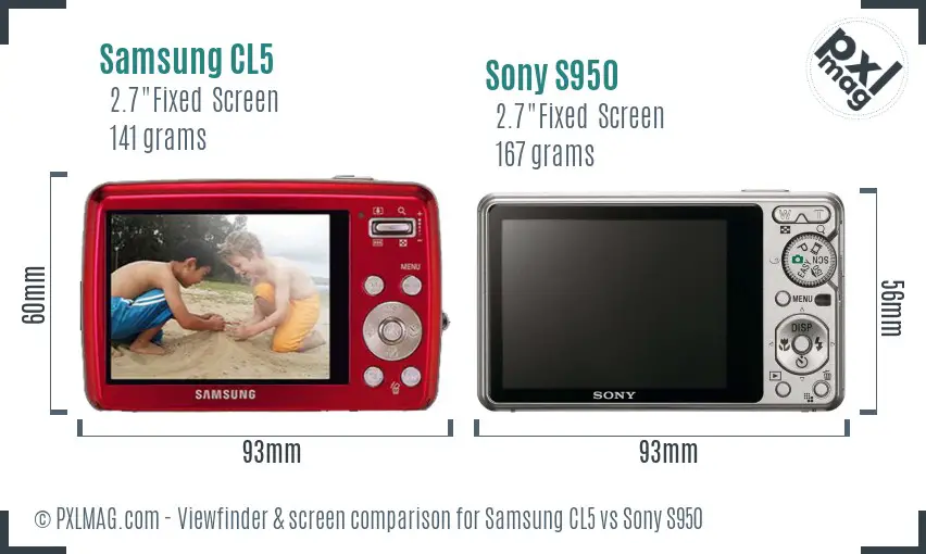Samsung CL5 vs Sony S950 Screen and Viewfinder comparison