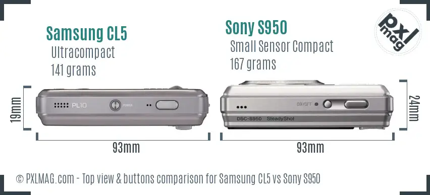 Samsung CL5 vs Sony S950 top view buttons comparison