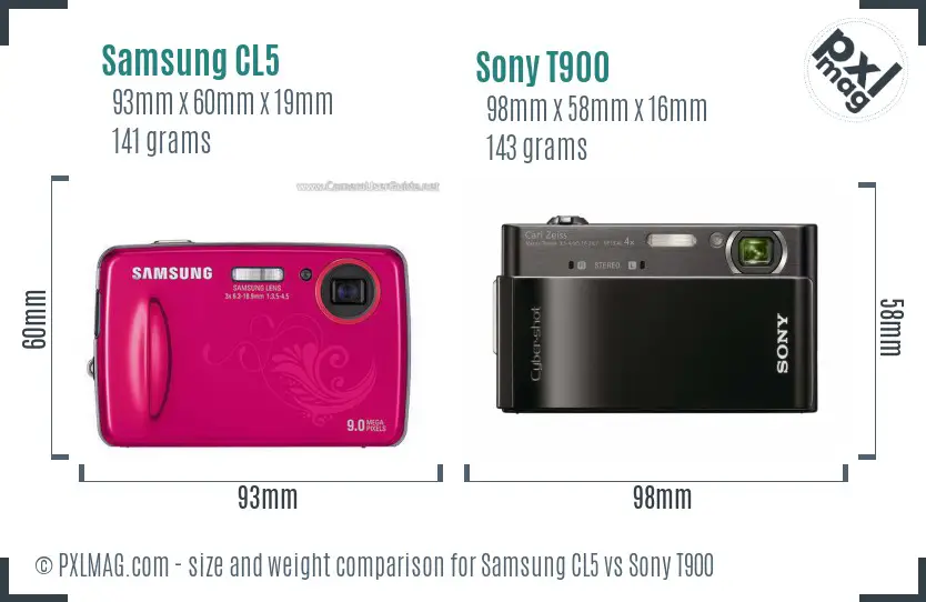 Samsung CL5 vs Sony T900 size comparison