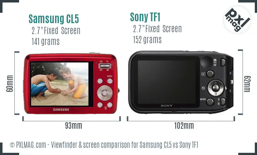 Samsung CL5 vs Sony TF1 Screen and Viewfinder comparison