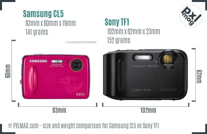 Samsung CL5 vs Sony TF1 size comparison