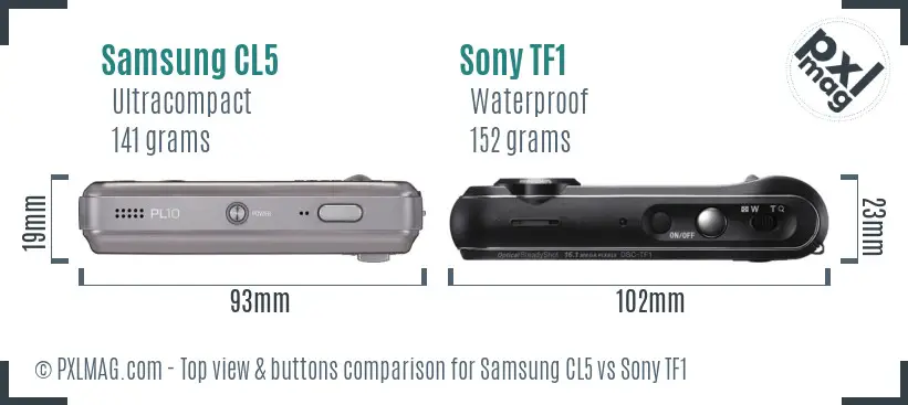 Samsung CL5 vs Sony TF1 top view buttons comparison