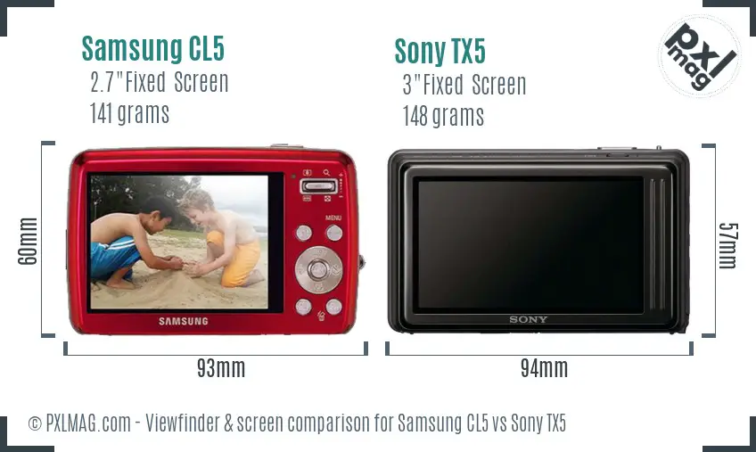 Samsung CL5 vs Sony TX5 Screen and Viewfinder comparison
