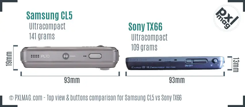Samsung CL5 vs Sony TX66 top view buttons comparison