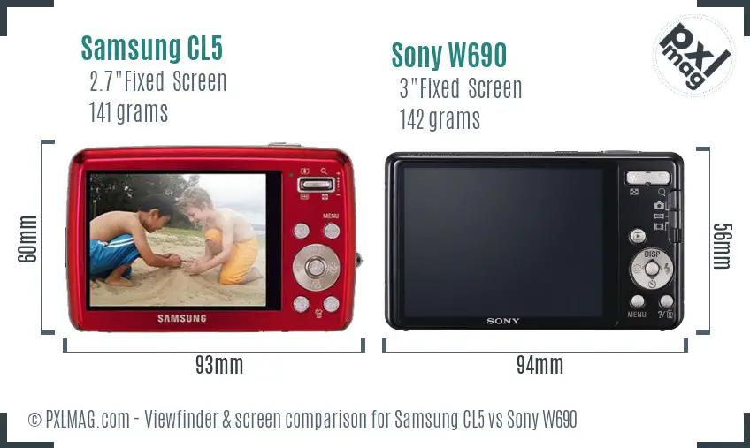 Samsung CL5 vs Sony W690 Screen and Viewfinder comparison