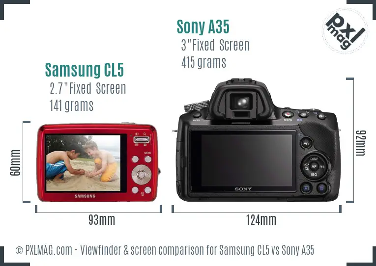 Samsung CL5 vs Sony A35 Screen and Viewfinder comparison