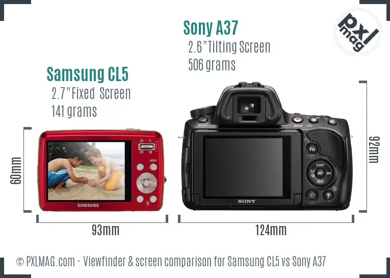Samsung CL5 vs Sony A37 Screen and Viewfinder comparison