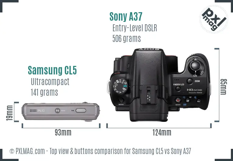 Samsung CL5 vs Sony A37 top view buttons comparison