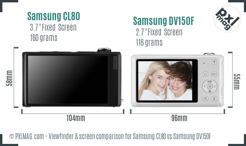 Samsung CL80 vs Samsung DV150F Screen and Viewfinder comparison