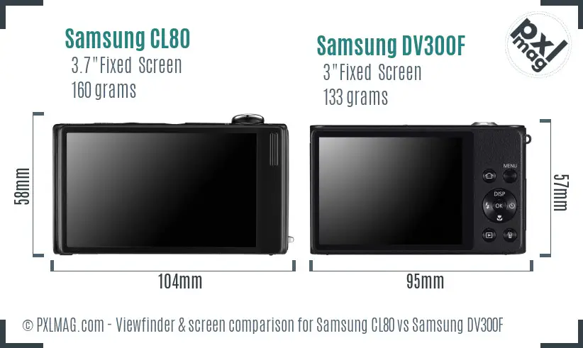 Samsung CL80 vs Samsung DV300F Screen and Viewfinder comparison