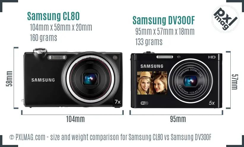 Samsung CL80 vs Samsung DV300F size comparison
