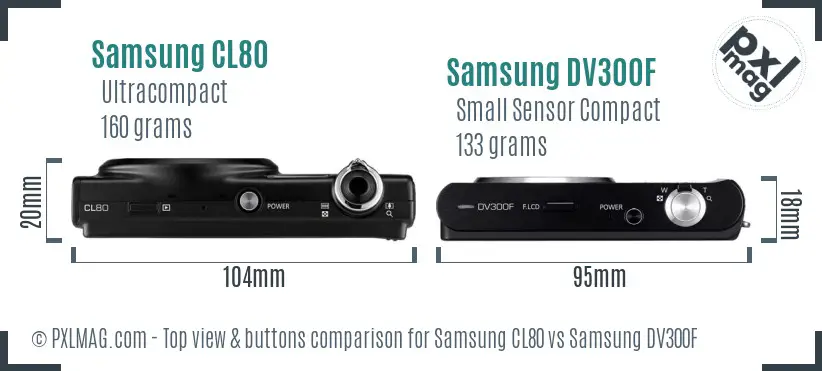 Samsung CL80 vs Samsung DV300F top view buttons comparison
