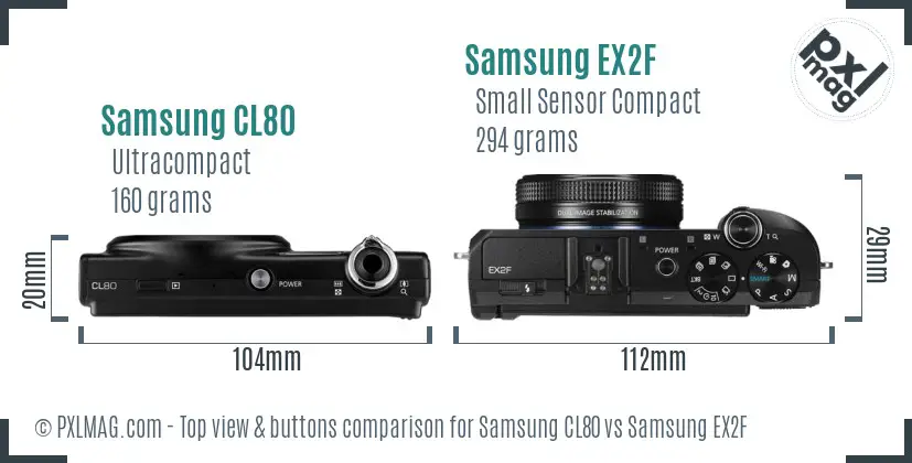 Samsung CL80 vs Samsung EX2F top view buttons comparison