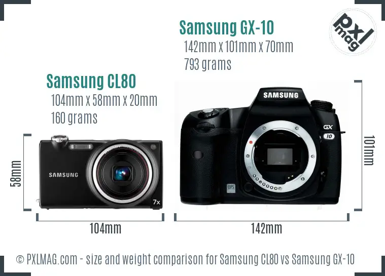 Samsung CL80 vs Samsung GX-10 size comparison