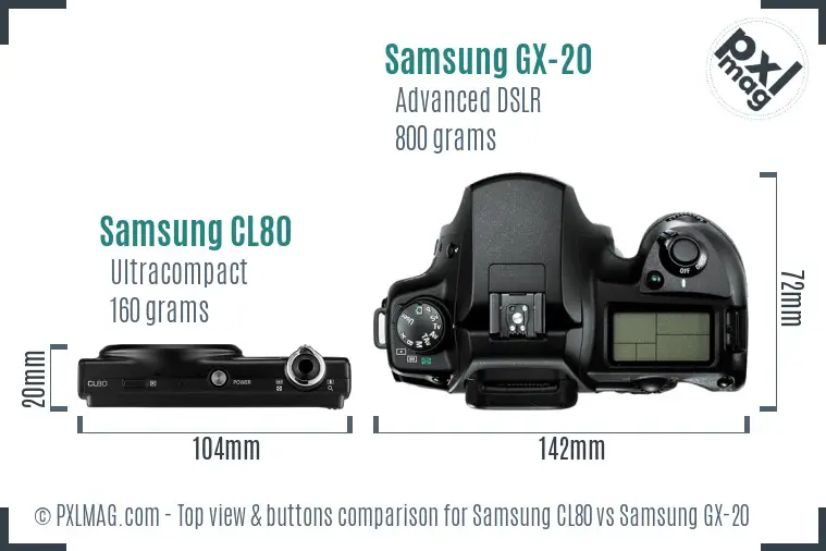 Samsung CL80 vs Samsung GX-20 top view buttons comparison