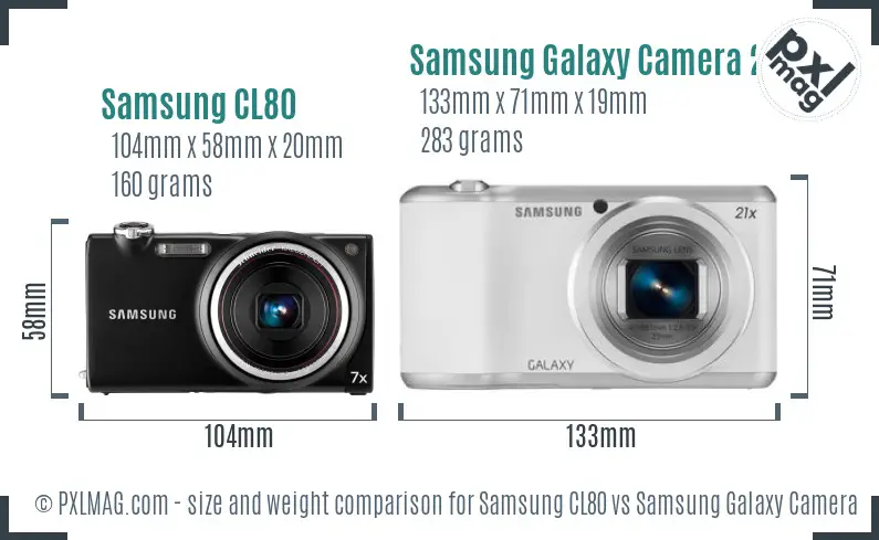 Samsung CL80 vs Samsung Galaxy Camera 2 size comparison