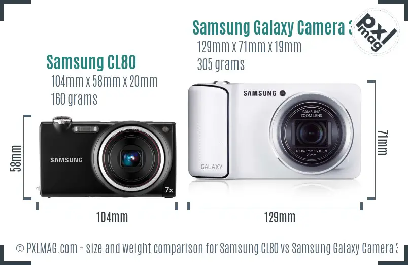 Samsung CL80 vs Samsung Galaxy Camera 3G size comparison