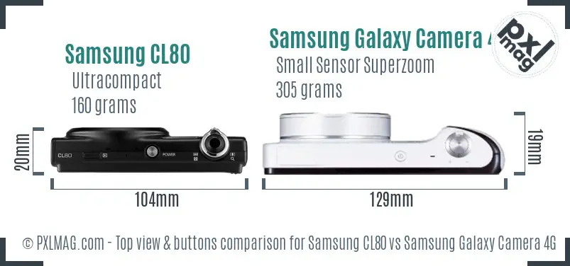 Samsung CL80 vs Samsung Galaxy Camera 4G top view buttons comparison