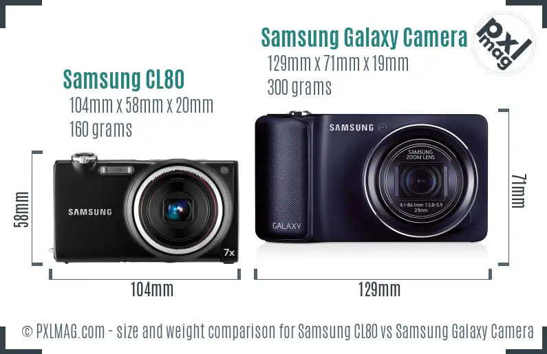 Samsung CL80 vs Samsung Galaxy Camera size comparison
