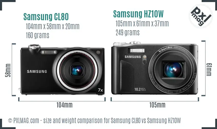 Samsung CL80 vs Samsung HZ10W size comparison