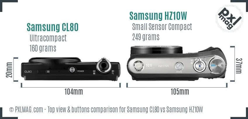 Samsung CL80 vs Samsung HZ10W top view buttons comparison