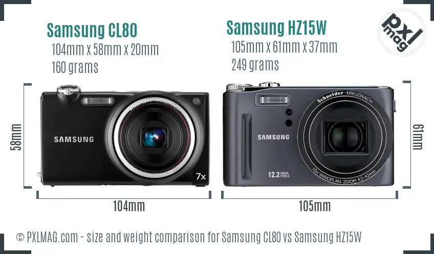 Samsung CL80 vs Samsung HZ15W size comparison