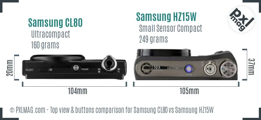 Samsung CL80 vs Samsung HZ15W top view buttons comparison