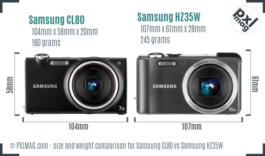 Samsung CL80 vs Samsung HZ35W size comparison