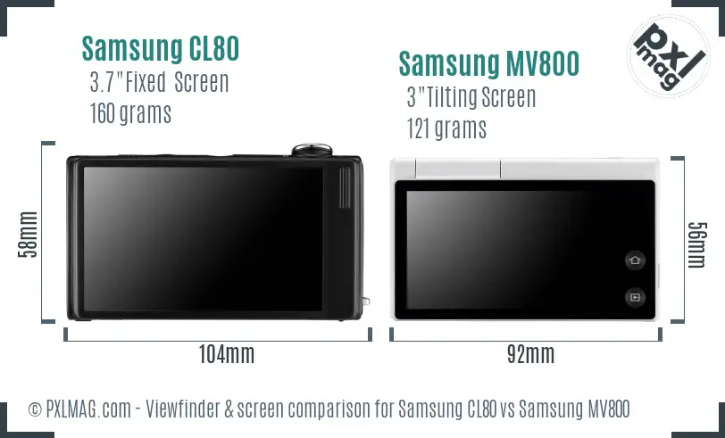 Samsung CL80 vs Samsung MV800 Screen and Viewfinder comparison