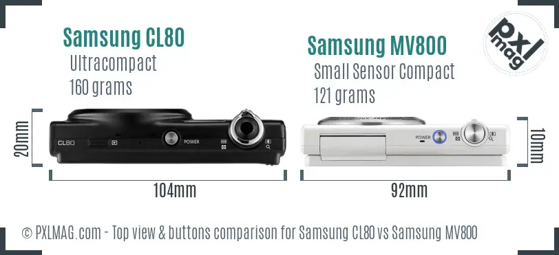 Samsung CL80 vs Samsung MV800 top view buttons comparison