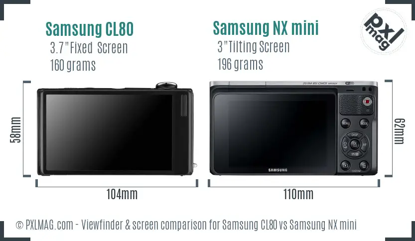 Samsung CL80 vs Samsung NX mini Screen and Viewfinder comparison