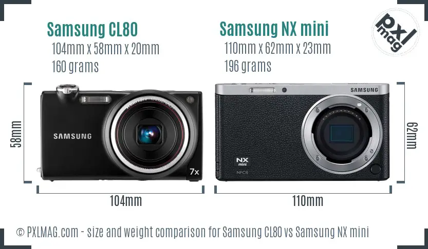 Samsung CL80 vs Samsung NX mini size comparison