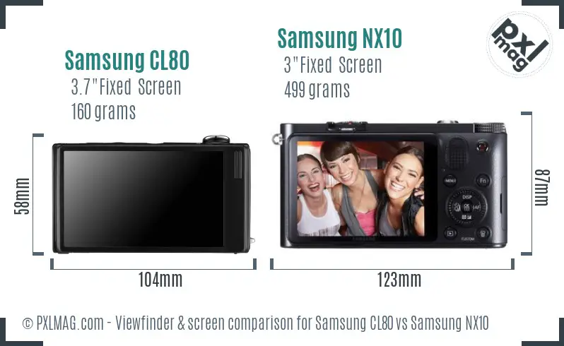 Samsung CL80 vs Samsung NX10 Screen and Viewfinder comparison