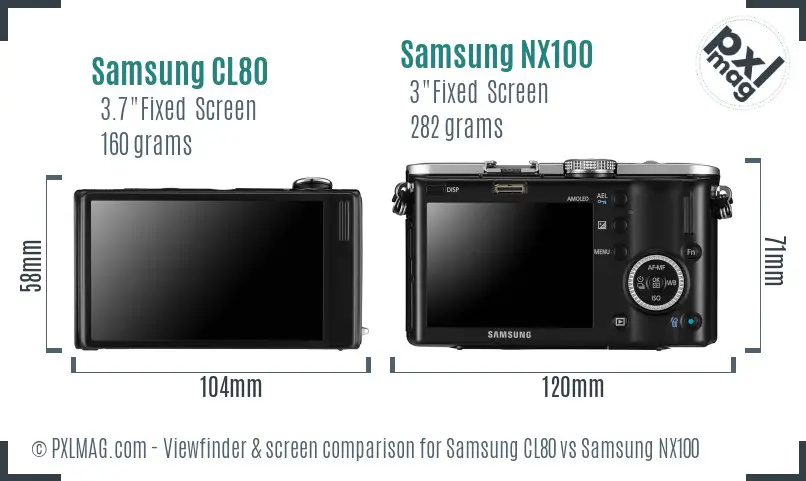 Samsung CL80 vs Samsung NX100 Screen and Viewfinder comparison