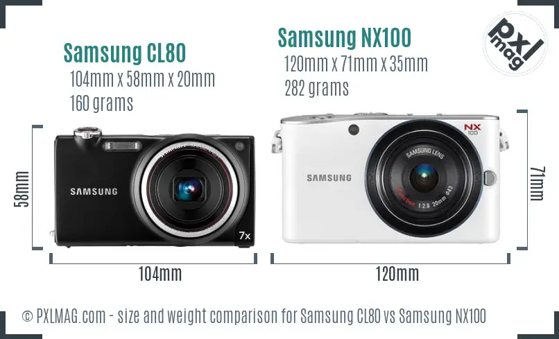 Samsung CL80 vs Samsung NX100 size comparison