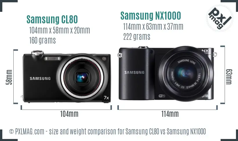 Samsung CL80 vs Samsung NX1000 size comparison