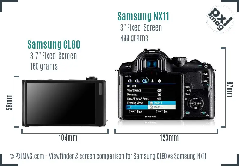 Samsung CL80 vs Samsung NX11 Screen and Viewfinder comparison