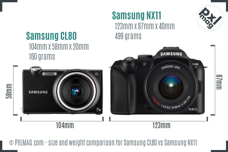 Samsung CL80 vs Samsung NX11 size comparison