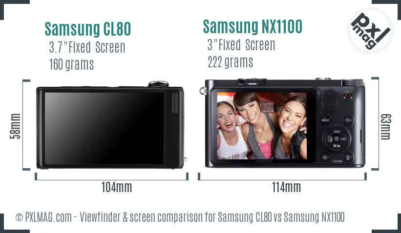 Samsung CL80 vs Samsung NX1100 Screen and Viewfinder comparison