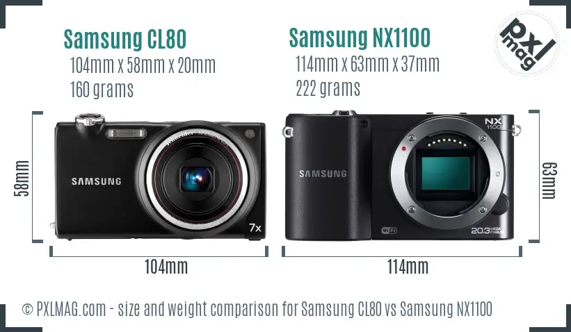 Samsung CL80 vs Samsung NX1100 size comparison